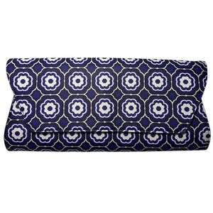 Trina Turk NWT Medallion Herringbone Blue & White Faux Envelope Leather Clutch